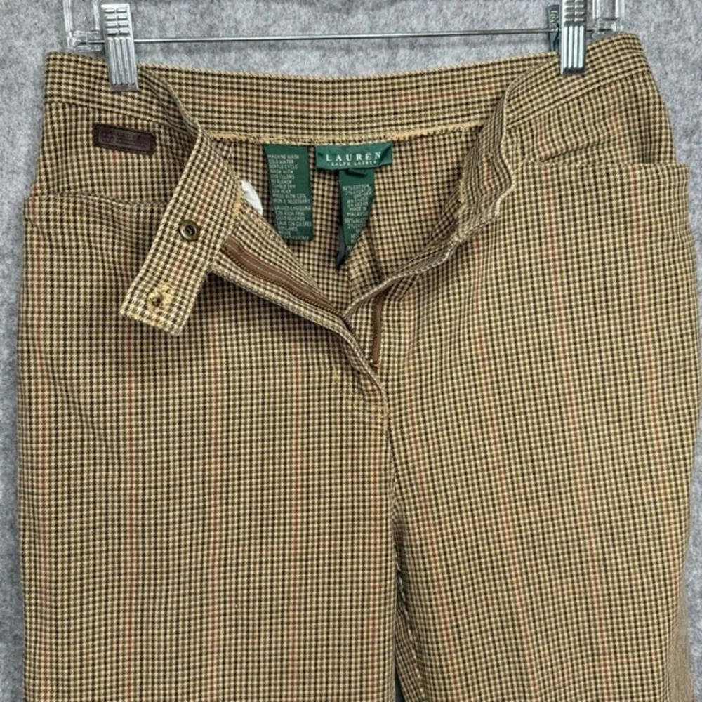Lauren Ralph Lauren Vintage Tan Houndstooth Straight Leg‎ Trouser Pants- Sz 10